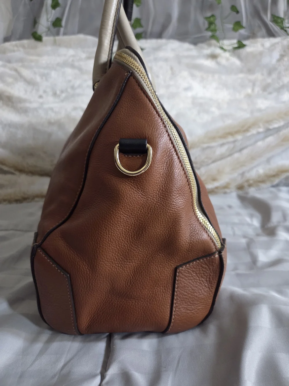 Furla Two-Tone Leather Satchel